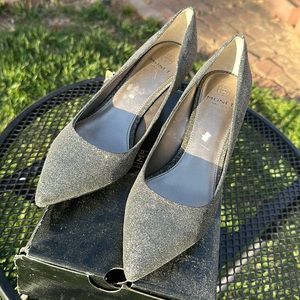 Beautiful Pewter silver color NEW w/box 2”high pumps women size 8.5M (fits 8)